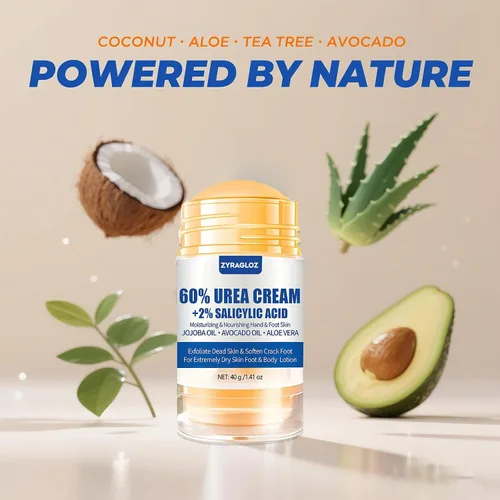 Vista 5 de Crema de Urea Stick 60% más Ácido Salicílico 2%, Crema de Pies de Urea de Fuerza Máxima para Talones Secos y Agrietados, Removedor de Callos