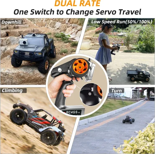 Vista 4 de Radiolink RC4GS V3 2.4G - Transmisor de radio RC de 5 canales y 2 receptores de giroscopio R6FG Combo de radio para camión oruga, coche, barco