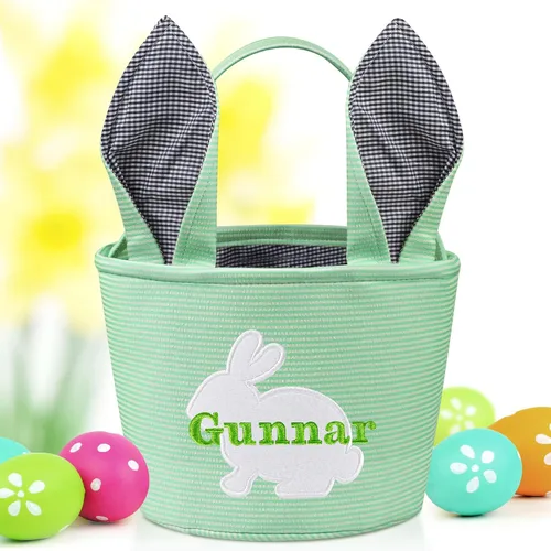 Vista 14 de Canastas de Pascua personalizadas para niños, conejo azul, 018B-azul