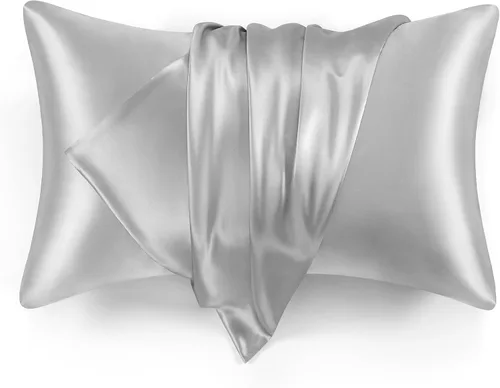 Vista 28 de Love's cabin Funda de almohada de satén para cabello y piel, similar a las fundas de almohada de seda, paquete de 2 fundas de almohada