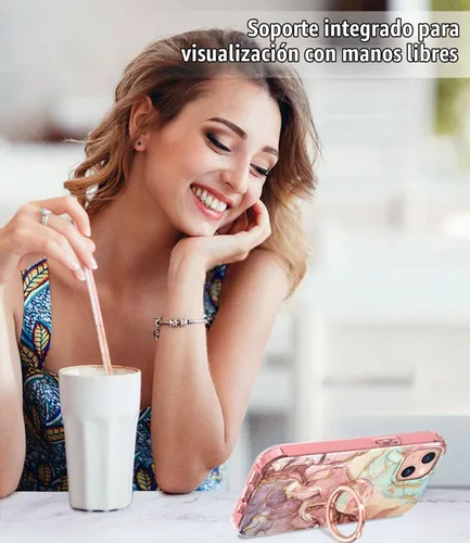 Vista 7 de Btscase Funda compatible con iPhone 13, protector de pantalla integrado con soporte de anillo de 360°, cuerpo completo, doble capa, resistente, a