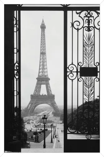 Vista 14 de Trends International Póster de pared de la Torre Eiffel - Puerta VIew, 14.725 x 22.375 pulgadas, versión enmarcada de madera de granero