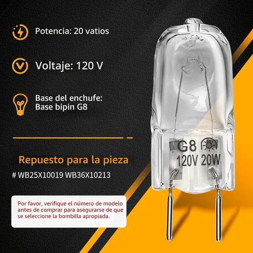 Vista 8 de Bombilla halógena compatible con GE, Samsung, Kenmore, Elite, Maytag, microondas sobre la estufa, luz nocturna/luz para estufa para microondas GE