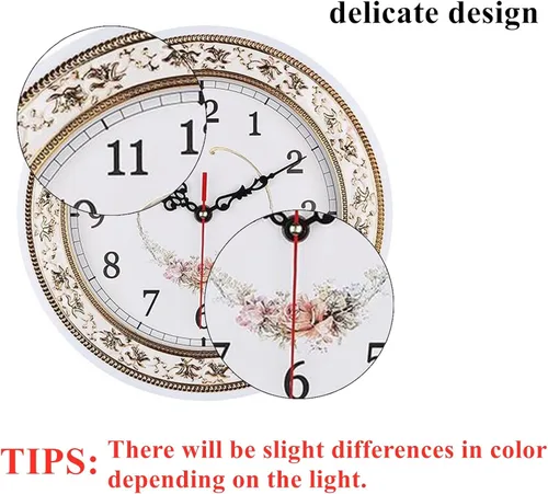 Vista 3 de Tebery Silent Modern Quartz Flower Design Reloj de pared decorativo sin tictac Reloj digital de 11 pulgadas (blanco)