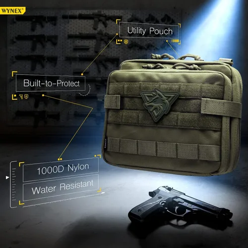 Vista 7 de WYNEX Bolsa táctica grande de administración de diseño de doble capa, bolsa de utilidad Molle EDC EMT con funda de mapa, bolsa modular