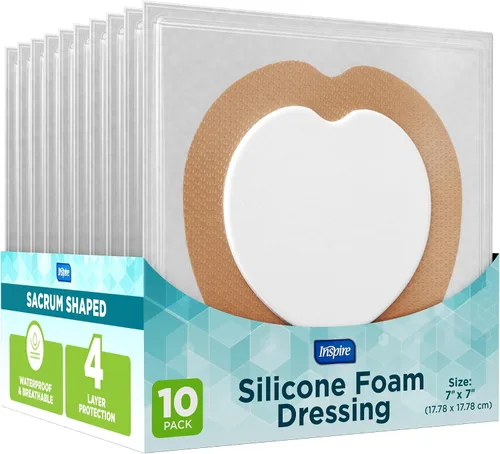 Vista 8 de Inspire Apósito de espuma de silicona sacra, vendajes grandes impermeables para heridas, quemaduras y úlceras de cama, seguro para pieles sensibles