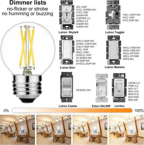 Vista 5 de Paquete de bombilla LED regulable T10 luz diurna 5000K bombilla tubular y bombilla G16.5 Blanco neutro 4000K E26 Bombilla 4 W = 40 W AC120V 400lm