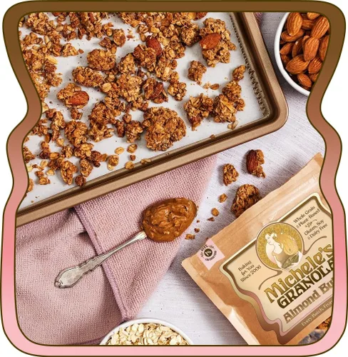 Vista 5 de Michele's Granola Granola Mantequilla de Almendra, bolsa de 12 onzas Sin gluten, vegano, hecho con avena orgánica de grano entero, sin OMG