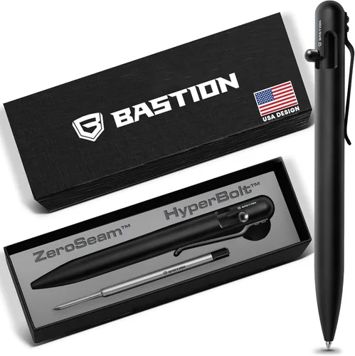 Vista 13 de BASTION® Bolígrafo de Acción de Cerrojo de Lujo, Bolígrafo Profesional Duradero con Punta Fina, Bolígrafo EDC, Bolígrafo Recargable de Tinta