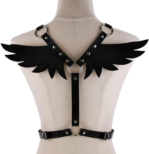 Vista 4 de FM FM42 O Ring Waist Belt Body Caged Harness with Back Angel Wings (16 Colors)