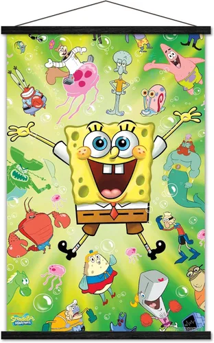 Vista 22 de Trends International Nickelodeon Bob Esponja - Póster de pared de explosión, 14.725 x 22.375 pulgadas, versión enmarcada de madera de granero