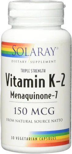 Vista 4 de Solaray Vitamina K-2 de triple fuerza como MK-7 150 mcg - Suplemento de vitamina K2 MK7 para apoyo a la salud ósea, Vit K2 puro como menaquinona