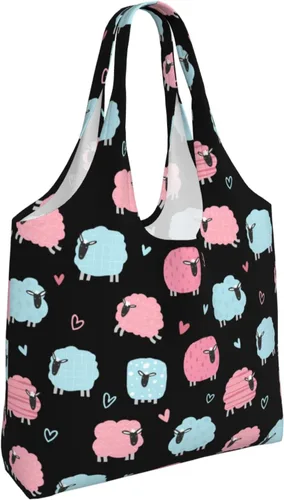Vista 3 de WOAIDY Bolsas de comestibles reutilizables, 50 libras plegables y duraderas bolsas de compras con asas grandes y lavables