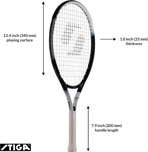 Vista 2 de STIGA Supreme 23 JR, raqueta de tenis ligera de 23 pulgadas para niños, raqueta para principiantes para edades de 6 a 8 años, preencordada