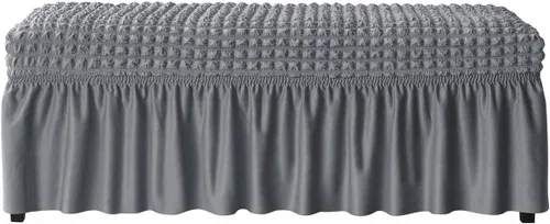 Vista 7 de SZJIAHTM Funda elástica suave para banco de comedor con falda, protector de reposapiés de poliéster, celosía de burbujas, fundas para banco de piano