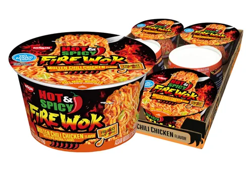 Vista 7 de Nissin Sopa de fideos ramen caliente y picante, ardiente caliente, 3.32 onzas (paquete de 6)