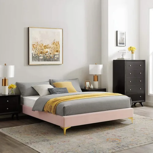 Vista 11 de Modway MOD-6305-DUS Sutton - Marco de cama de terciopelo de rendimiento individual, color rosa polvoriento