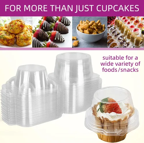 Vista 6 de LotFancy 25 contenedores individuales de cupcakes, cajas transparentes