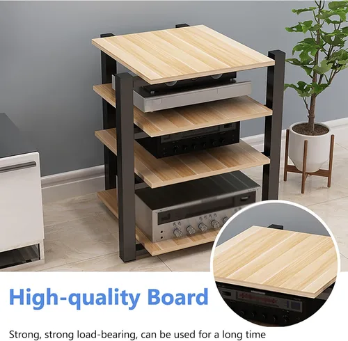 Vista 3 de Soporte para medios AV, estantería audiovisual, gabinete estéreo, torre de estante de audio, gabinete de consola de reproductor de discos, estantes