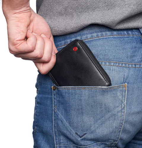 Vista 4 de Alpine Swiss Logan - Cartera plegable con cremallera para hombre o mujer, seguridad RFID, viene en una caja de regalo, cartera Rfid, talla única