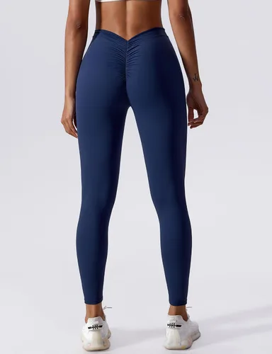 Vista 3 de ABOCIW Leggings con espalda en V para mujer, suaves y fruncidos, levantamiento de glúteos, para gimnasio, entrenamiento, pantalones de yoga