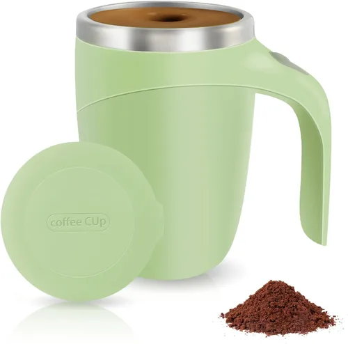 Vista 14 de Taza de café con agitación magnética automática, taza giratoria para mezcla en casa, oficina y viaje, divertida taza eléctrica de acero inoxidable