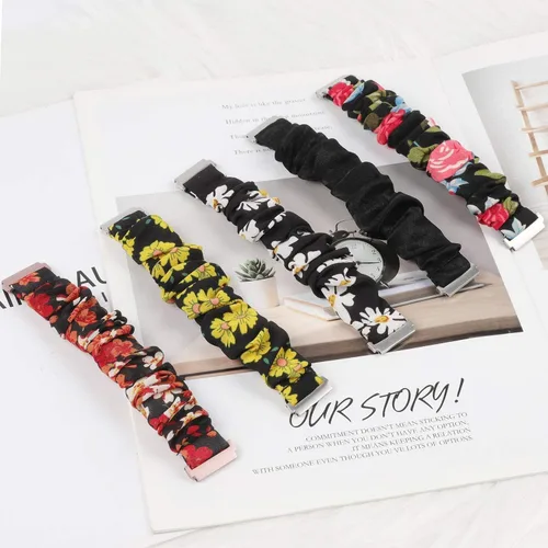 Vista 4 de TOYOUTHS Bandas Scrunchie compatibles con Fitbit Versa/Versa 2/Versa Lite Edición Especial para mujeres y hombres, linda correa de tela elástica