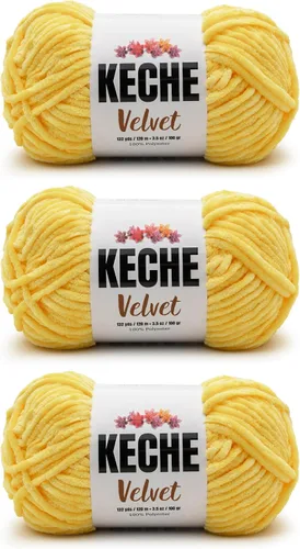Vista 88 de Keche Hilo para ganchillo, hilo de terciopelo, chenilla suave, manta de bebé voluminosa amigurumi Yarn 3.53 oz (132 yardas) - Arona
