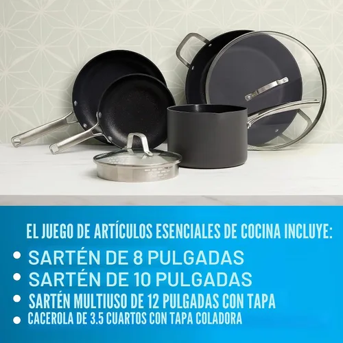 Vista 6 de Calphalon - Juego de cocina esencial clásico, antiadherente, anodizado de 10 piezas