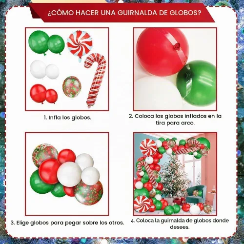Vista 5 de Kit de arco de guirnalda de globos de Navidad de 153 piezas de AIBIIN, globos de fiesta de Navidad, decoraciones de globos blancos, rojos y verdes