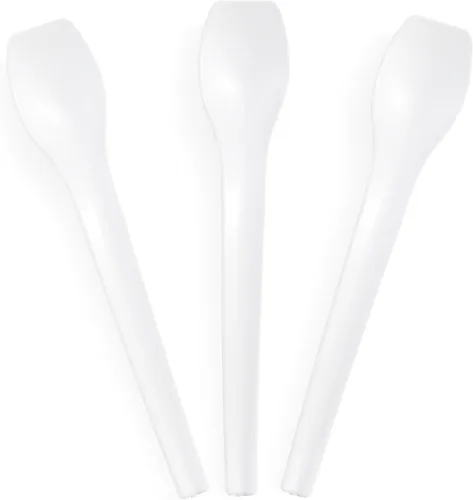 Vista 6 de Cuchara desechable para helado, cuchara de gelato de plástico para postre, punta frontal cuadrada, cucharas rosas [2 paquetes, rosa] Rosado