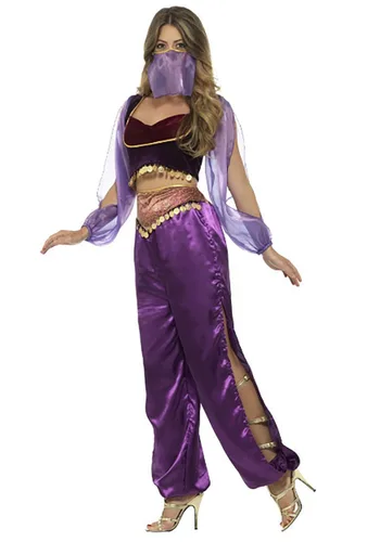 Vista 3 de Disfraz de Bailarina de Vientre Morada para Mujer Multicolor