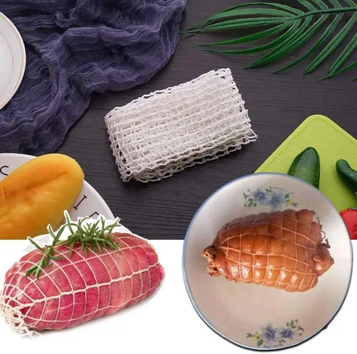 Vista 6 de Rollo de red de carne de algodón de 9.8 ft, red de jamón para salchichas, rollo de salchicha de carnicero, rollo de salchicha para perros calientes