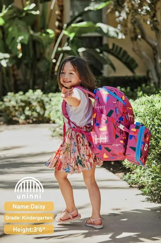 Vista 8 de Mochila para niños de 16 pulgadas para niñas y niños a partir de 6 años con correas de hombro ajustables. Se adapta a una altura de 3 pies 9