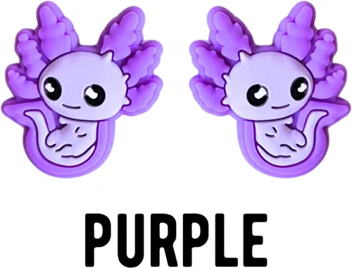 Vista 2 de Axolotl Focal Beads Silicone Purple Salamander Anime Paquete de 12 unidades al por mayor para perchas de cuerda Freshie, bolígrafo con cuentas