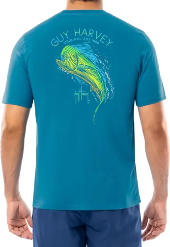 Vista 28 de Guy Harvey Camiseta de manga corta con bolsillo gráfico de algodón OG para hombre Leche de Almendra/Rig Masters