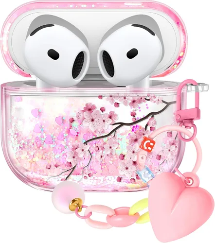 Vista 16 de Funda para Apple para Airpods 4 Case 2024 - Arena Movediza Líquida Arte Artístico Estético Funda Mujer Chica Mujeres Brillante Brillo Purpurina