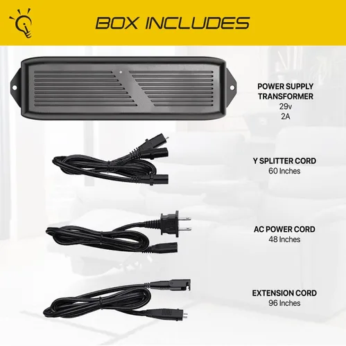 Vista 4 de Kit transformador de fuente de alimentación de motor dual para sillón reclinable, sofá, seccional o biplaza. Cable de alimentación de CA de 29 V 2