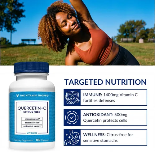 Vista 6 de The Vitamin Shoppe Brand Quercetin + C Citrus Free, 1400 mg de vitamina C y 500 mg de quercetina dihidrato, apoyo inmunológico, salud estacional