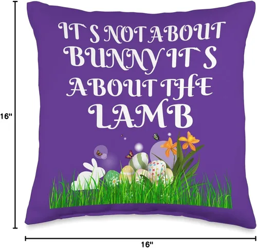 Vista 4 de CHRISTIAN EASTER RELIGIOS DESIGN IT` S NOT About The Bunny IT`S About The Lamb - Almohada de Pascua, 16 x 16 pulgadas, multicolor