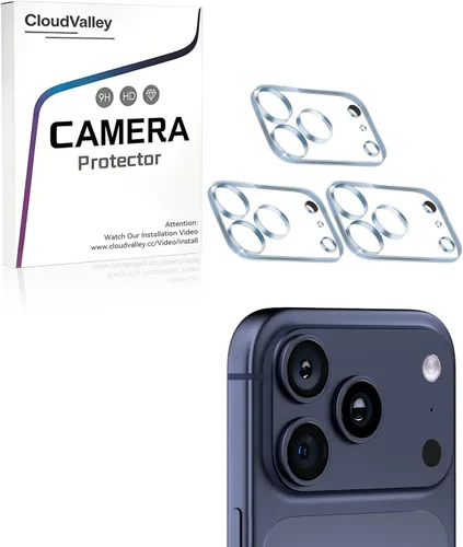 Vista 10 de CloudValley Paquete de 3 protectores de lente de cámara de aire para iPhone 17, película resistente a los arañazos estándar militar, pantalla