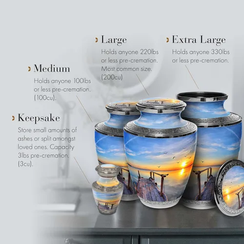 Vista 4 de Dock of The Bay - Urna de cremación para cenizas para hombres adultos – Urna personalizada para cenizas para mujeres, urnas decorativas – Hermosas