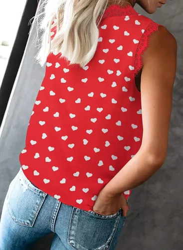 Vista 137 de VIISHOW - Camiseta sin mangas, sexy, con cuello en V y bordes de encaje para mujer, camisola de vestir, camisas de gasa, sin mangas, casuales