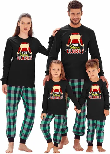 Vista 7 de Camiseta familiar de manga larga con texto en inglés "You Serious Clark Christmas" Top - Athletic Heather