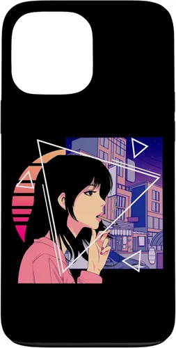 Vista 24 de Retro 80's Japanese Lofi Vaporwave Aesthetic Sad Anime Girl Case for iPhone 17