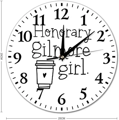 Vista 2 de Reloj de pared honorario Gilmore Girl Reloj de pared redondo de cristal para decoración de pared para cocina, oficina, reloj colgante retro