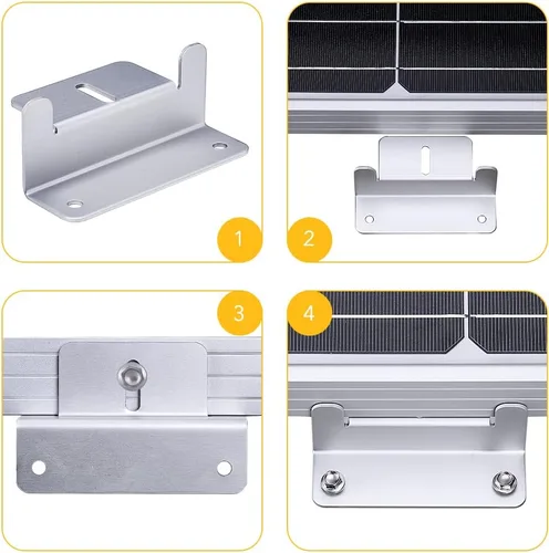 Vista 6 de BougeRV 8 unidades de soporte tipo Z para montaje de panel solar, compatible con RV, techo, embarcación, fuera de la red, 2 juegos de 4