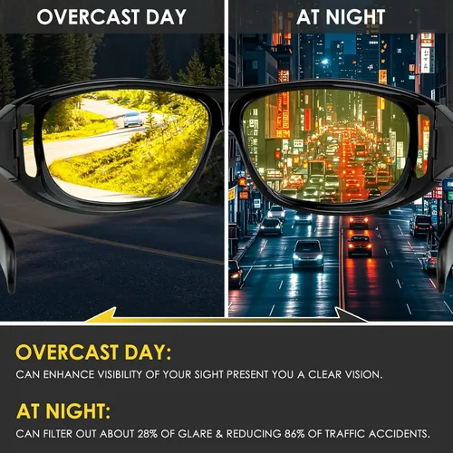 Vista 3 de Lentes de conducción nocturna para hombres y mujeres, lentes polarizados antirreflejos, lentes de visión nocturna polarizados envolventes, lentes