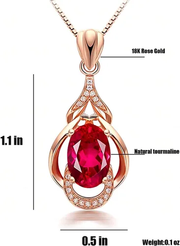 Vista 6 de Kim Carrey 18K Rose Gold Women's Necklace Natural Stone Gem Necklaces for Women Elegant Necklaces for Women Women's Jewelry Giftt