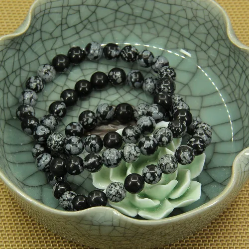 Vista 23 de Amandastone Pulsera elástica de cuentas redondas de 0.315 in con piedras preciosas naturales de 7 pulgadas